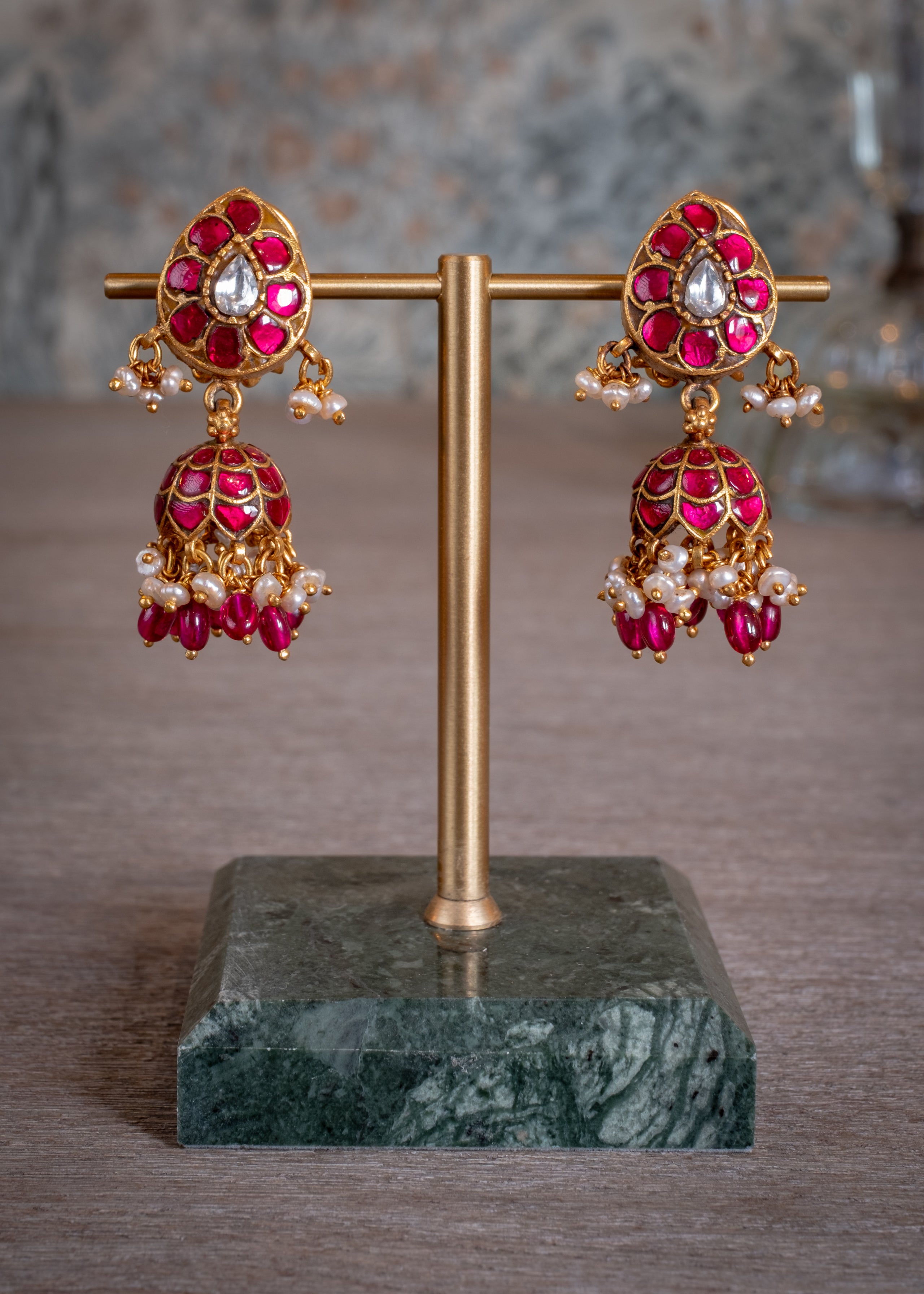 Roja Jhumkas - gold plated 925 sterling silver jhumka earrings from Kanaka Collection by The Loving Good
