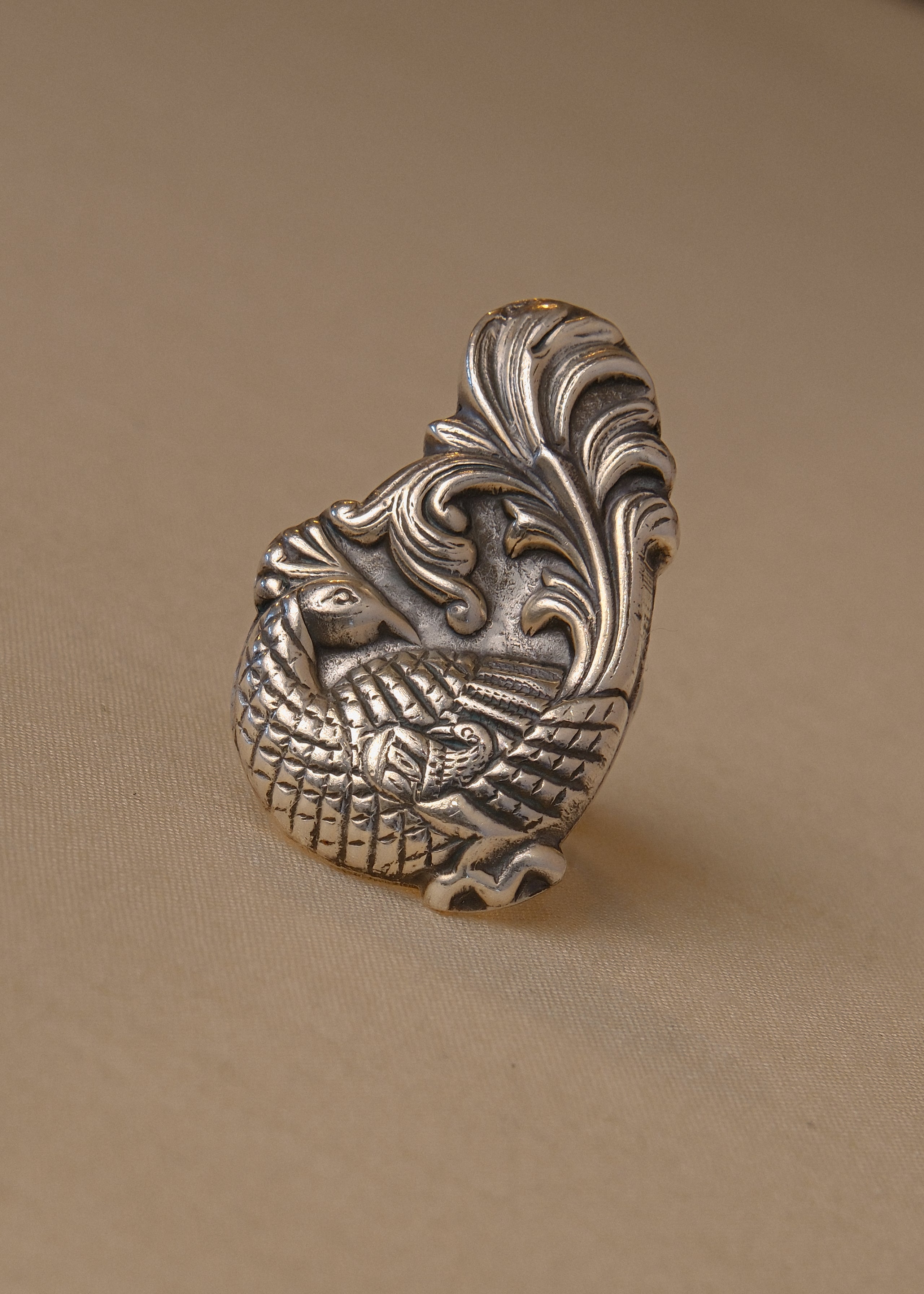Shyama Ring - handcrafted 925 sterling silver peacock ring by The Loving Good