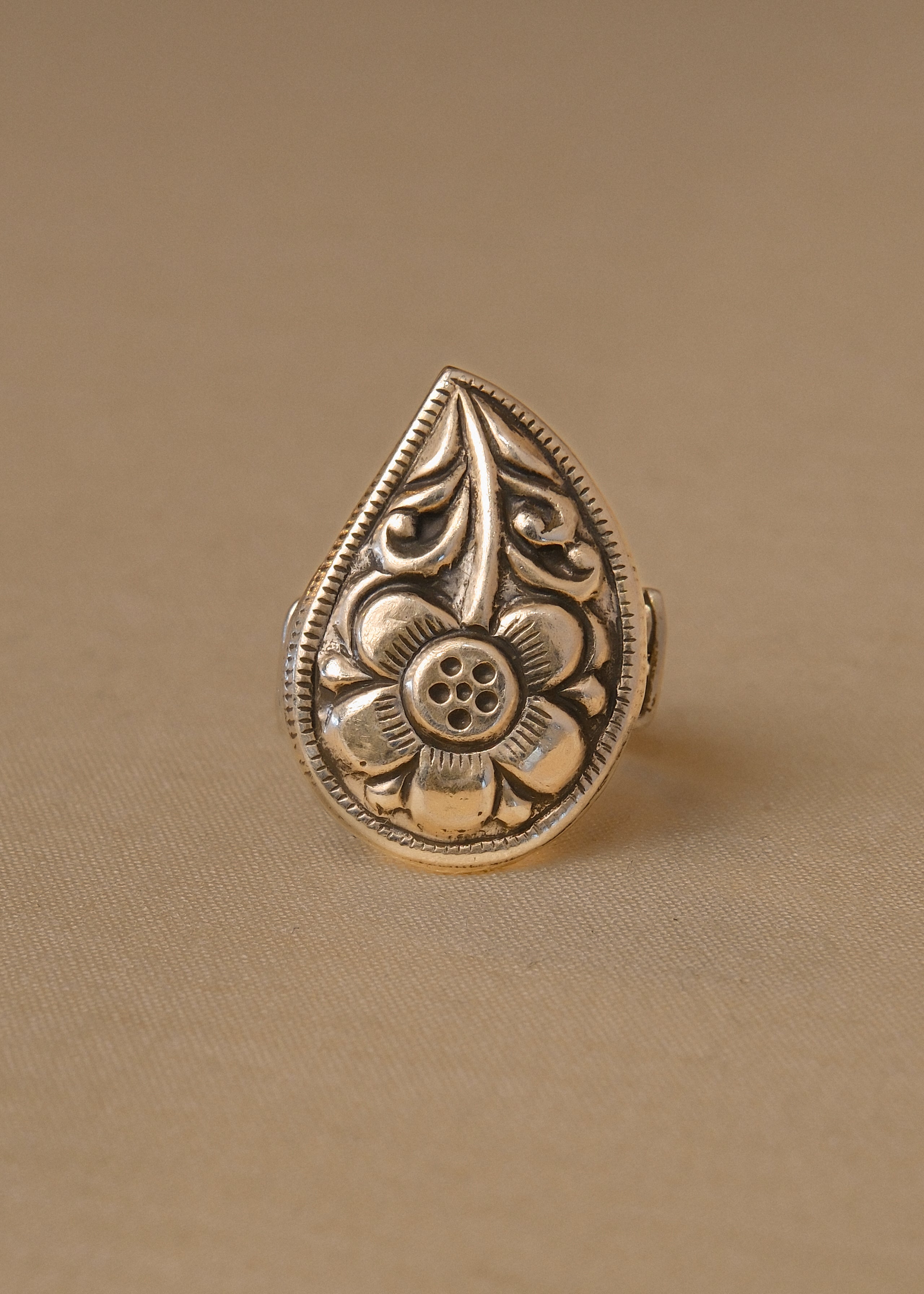 Padma Ring - handcrafted 925 sterling silver lotus motif ring by The Loving Good