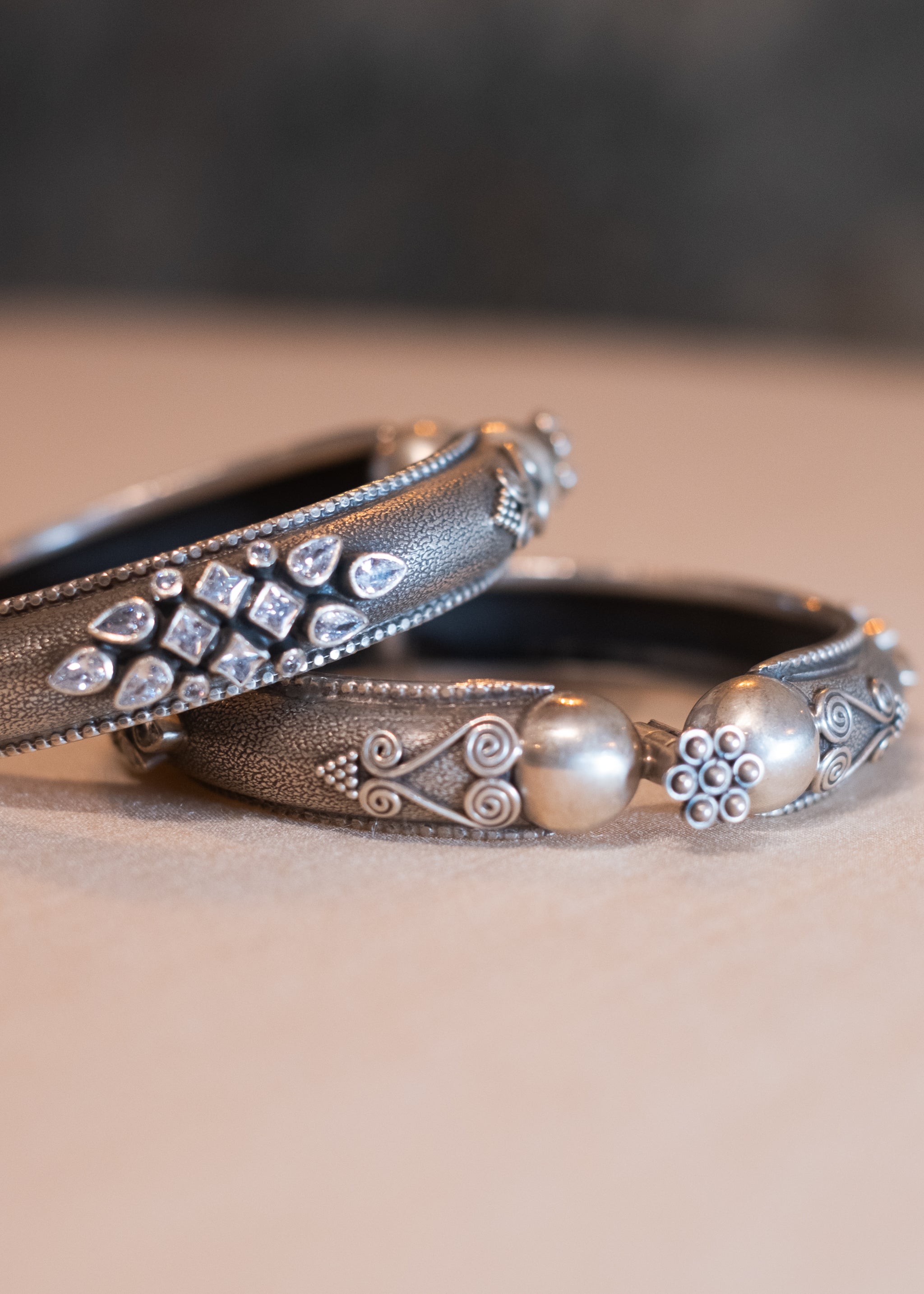 Niya Bangle - handcrafted sterling silver screw bangle - detail view by The Loving Good