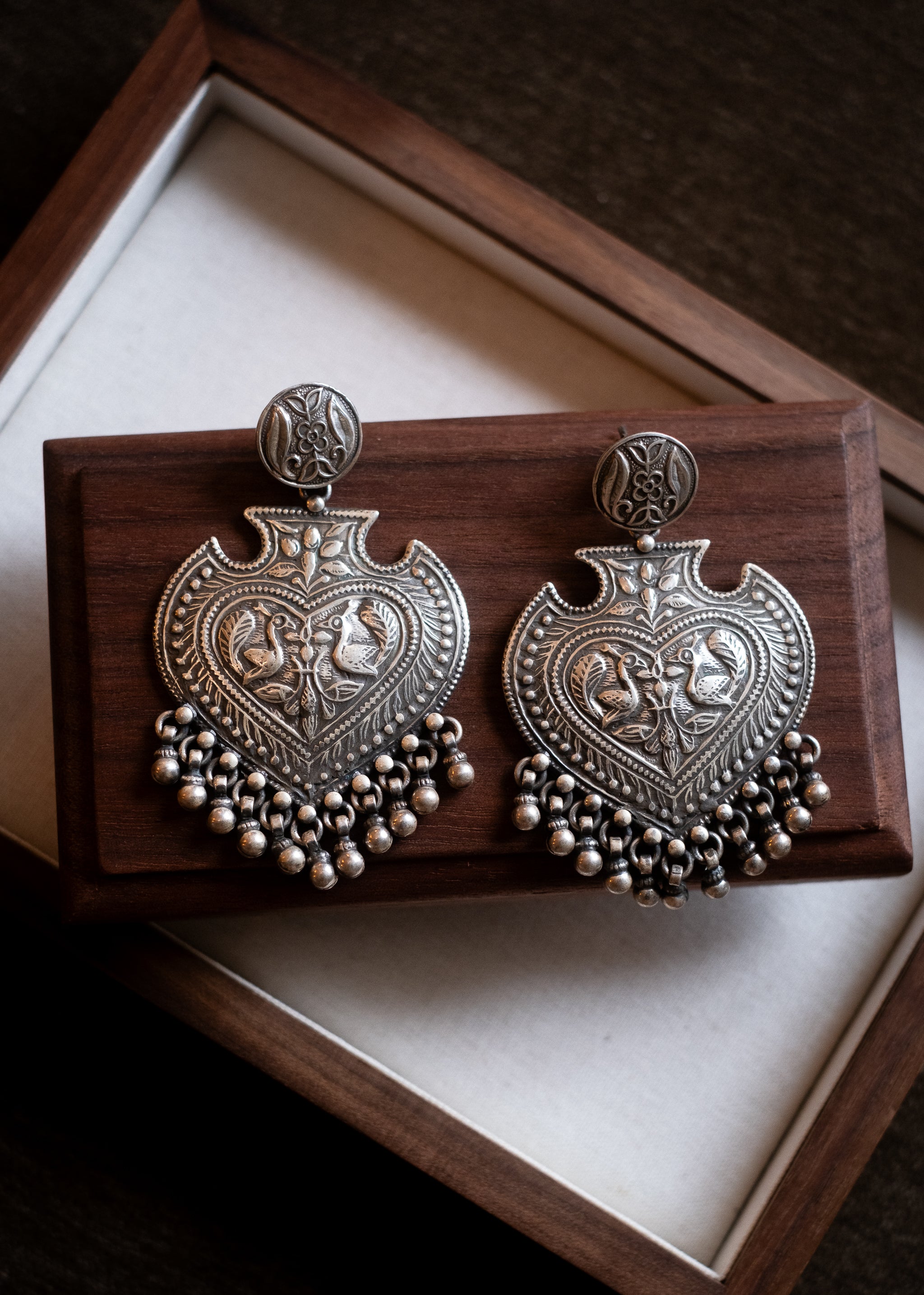 Taraangi Earrings - handcrafted sterling silver temple-inspired earrings by The Loving Good