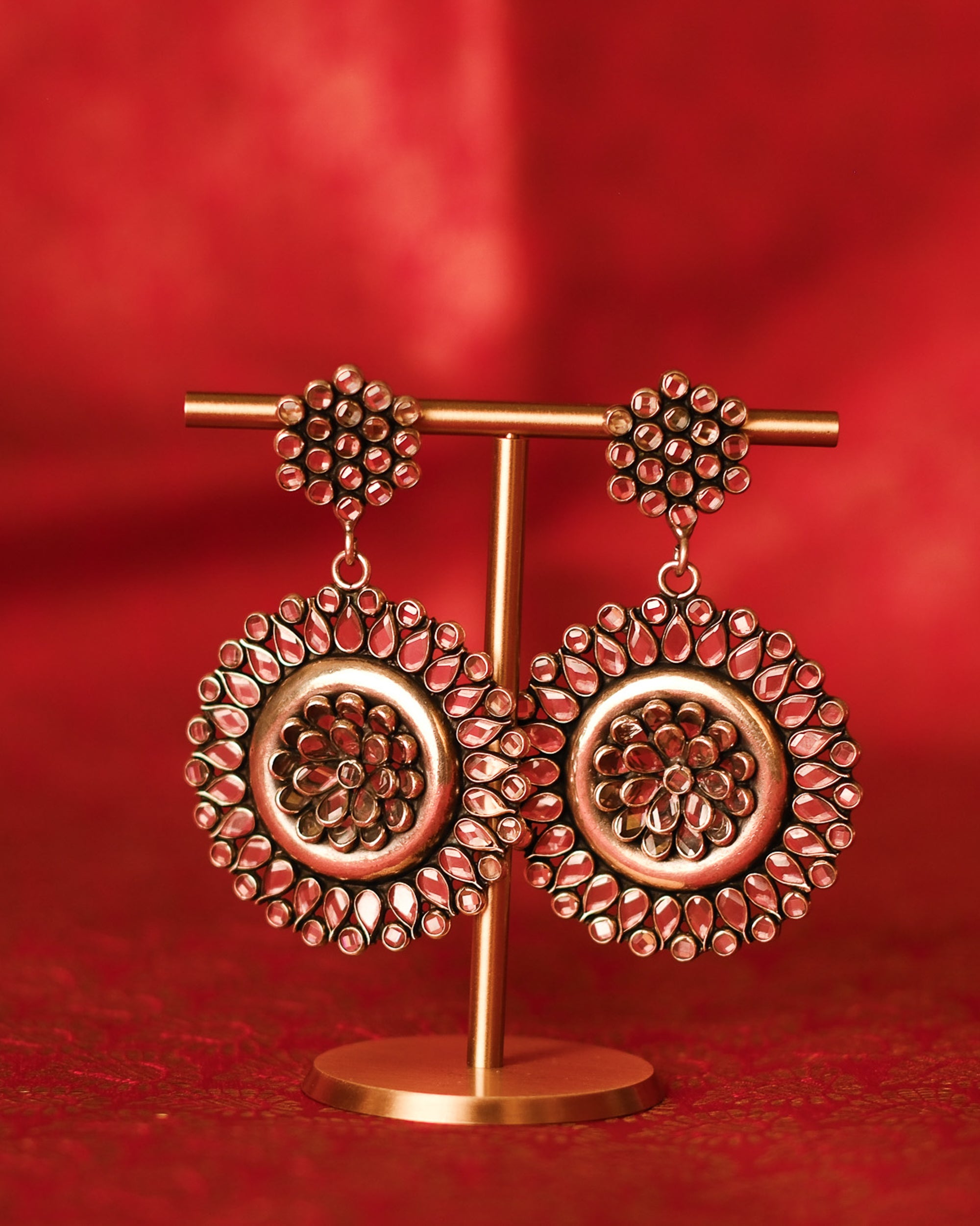 Taraali Earring - handcrafted sterling silver crystal statement earrings - styled view by The Loving Good