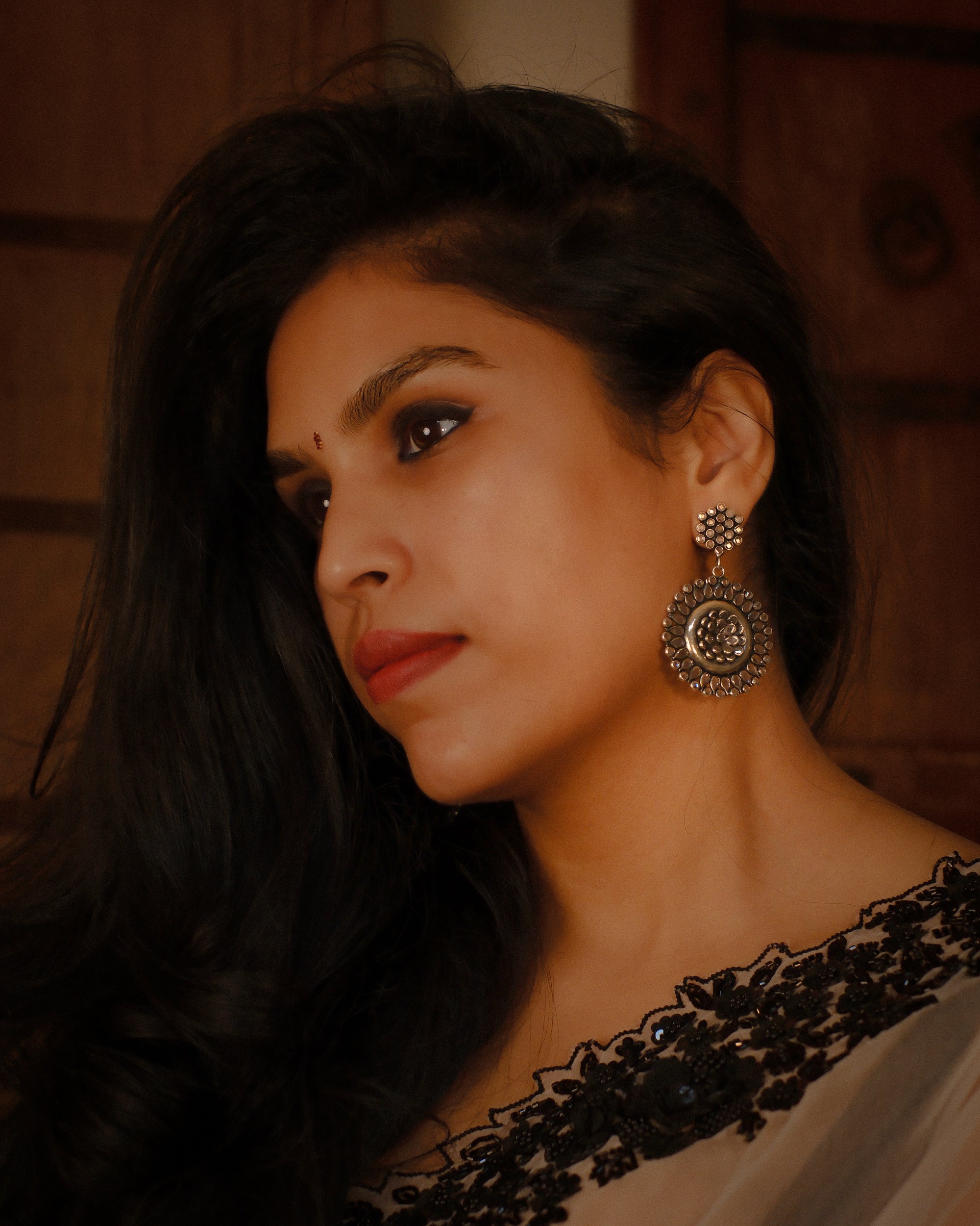 Taraali Earring - handcrafted sterling silver crystal statement earrings by The Loving Good