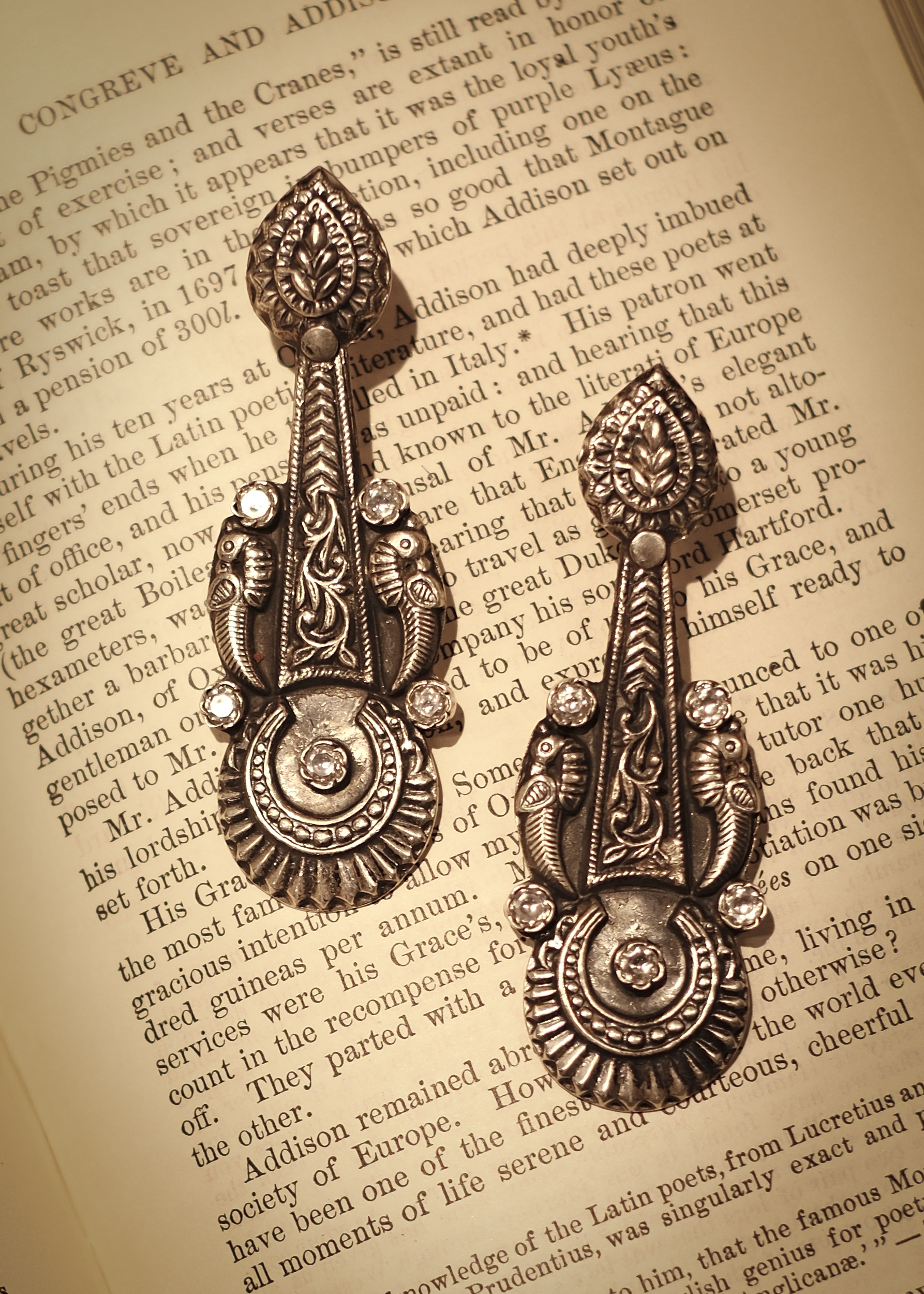 Shuka Earrings - handcrafted sterling silver parrot motif earrings - detail view by The Loving Good