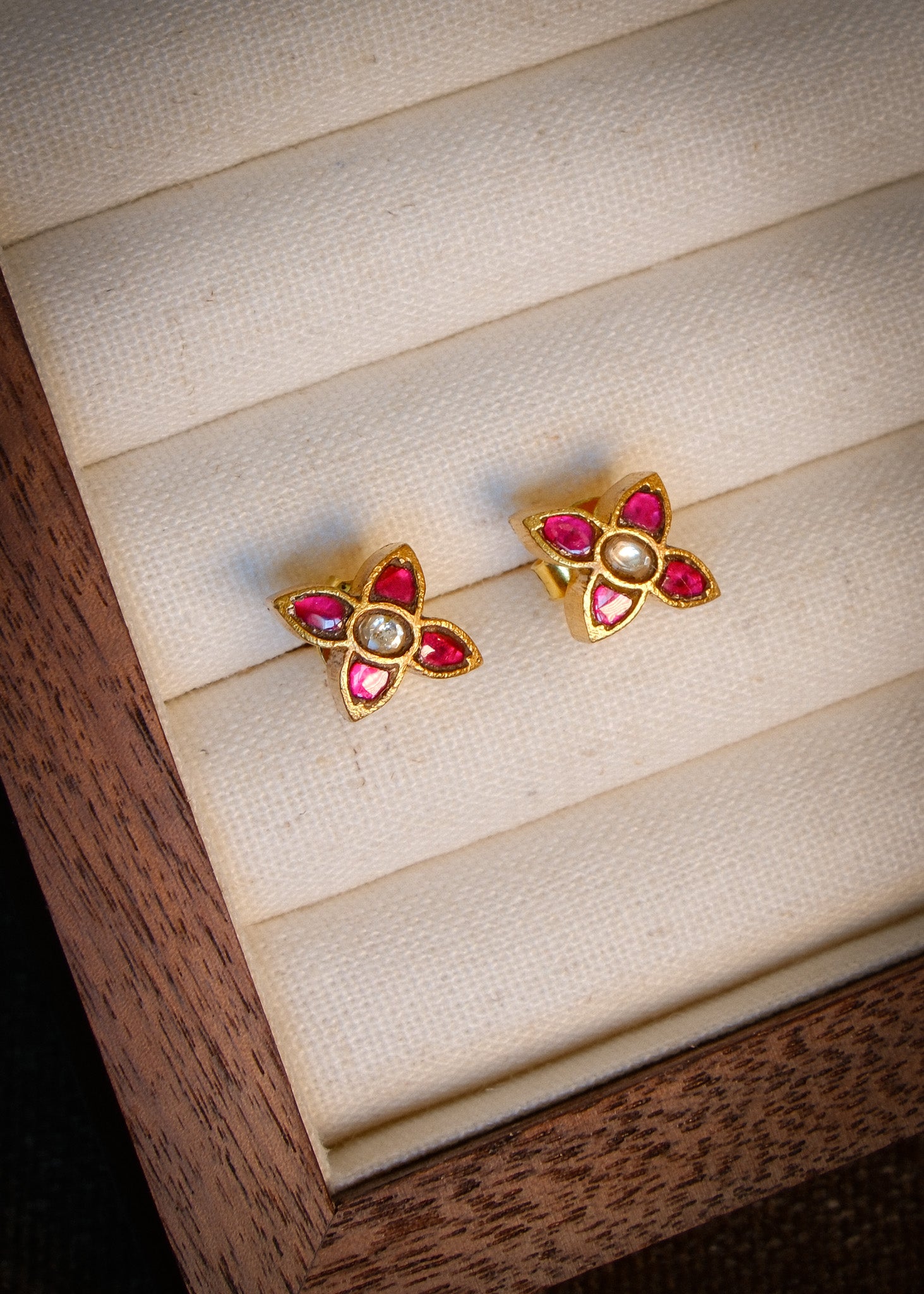 Petal Studs - gold plated 925 sterling silver floral stud earrings by The Loving Good