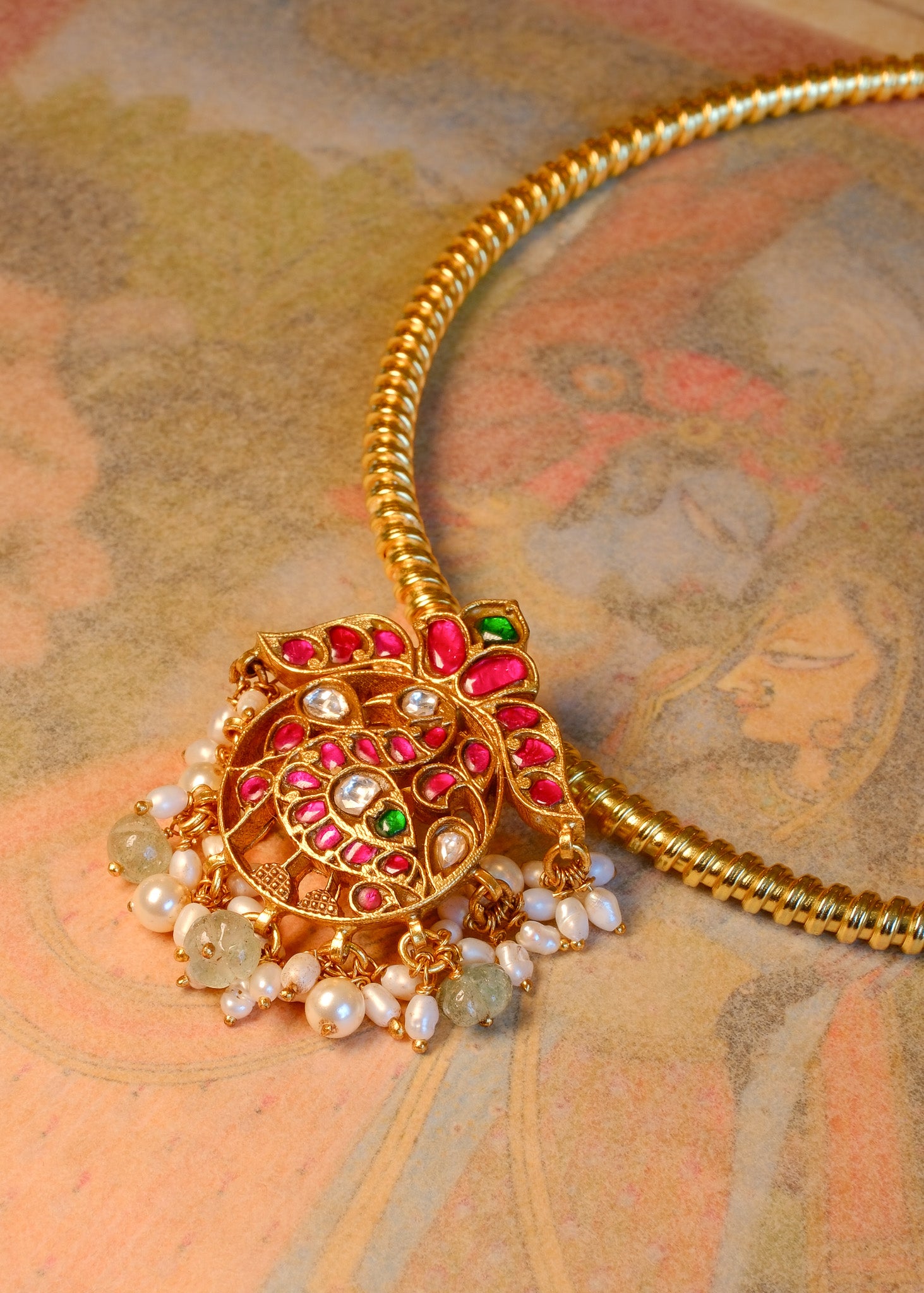 Raga Pendant - gold plated 925 sterling silver temple pendant - styled view by The Loving Good