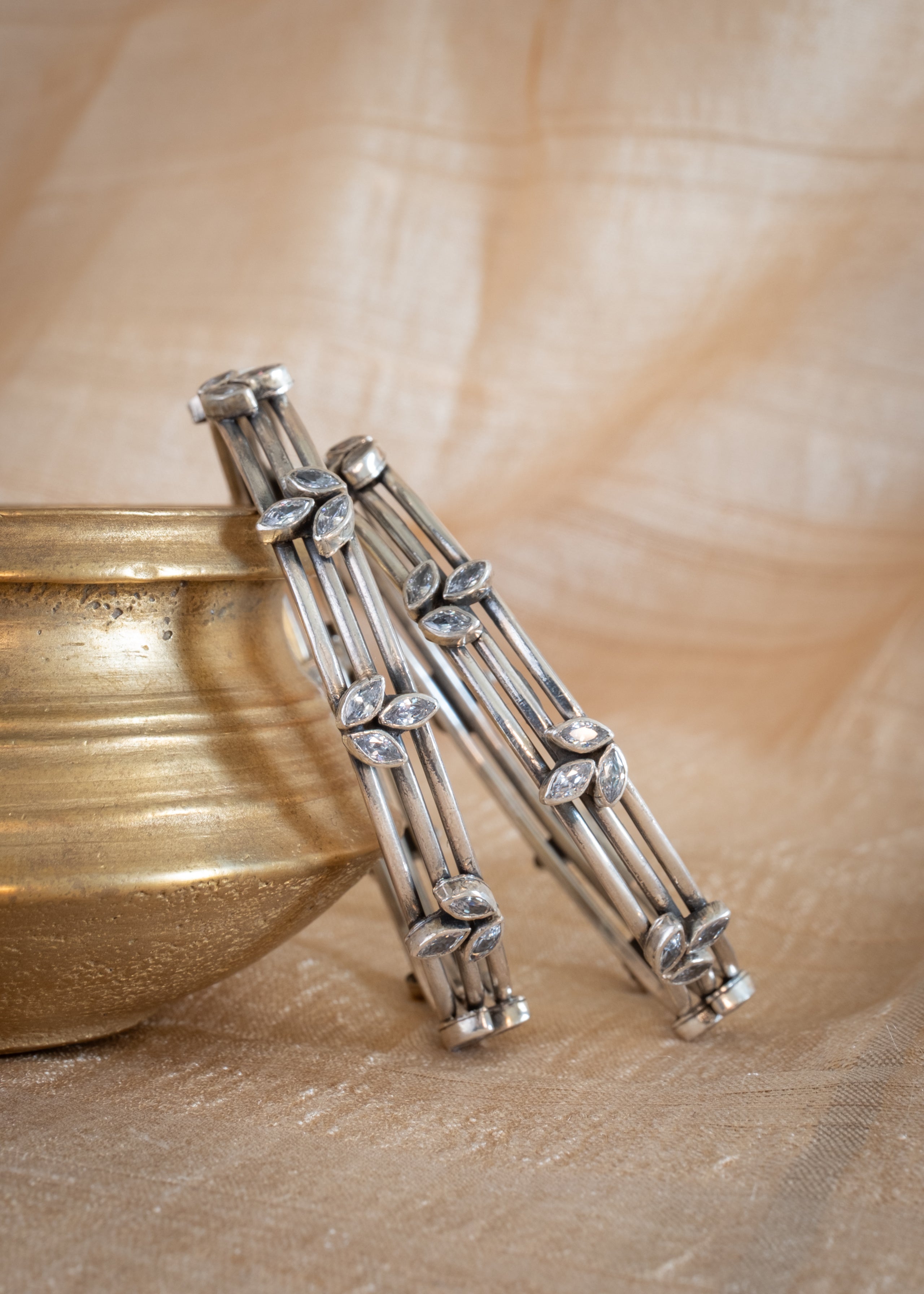 Veera Bangle - handcrafted oxidized 925 sterling silver bangle by The Loving Good