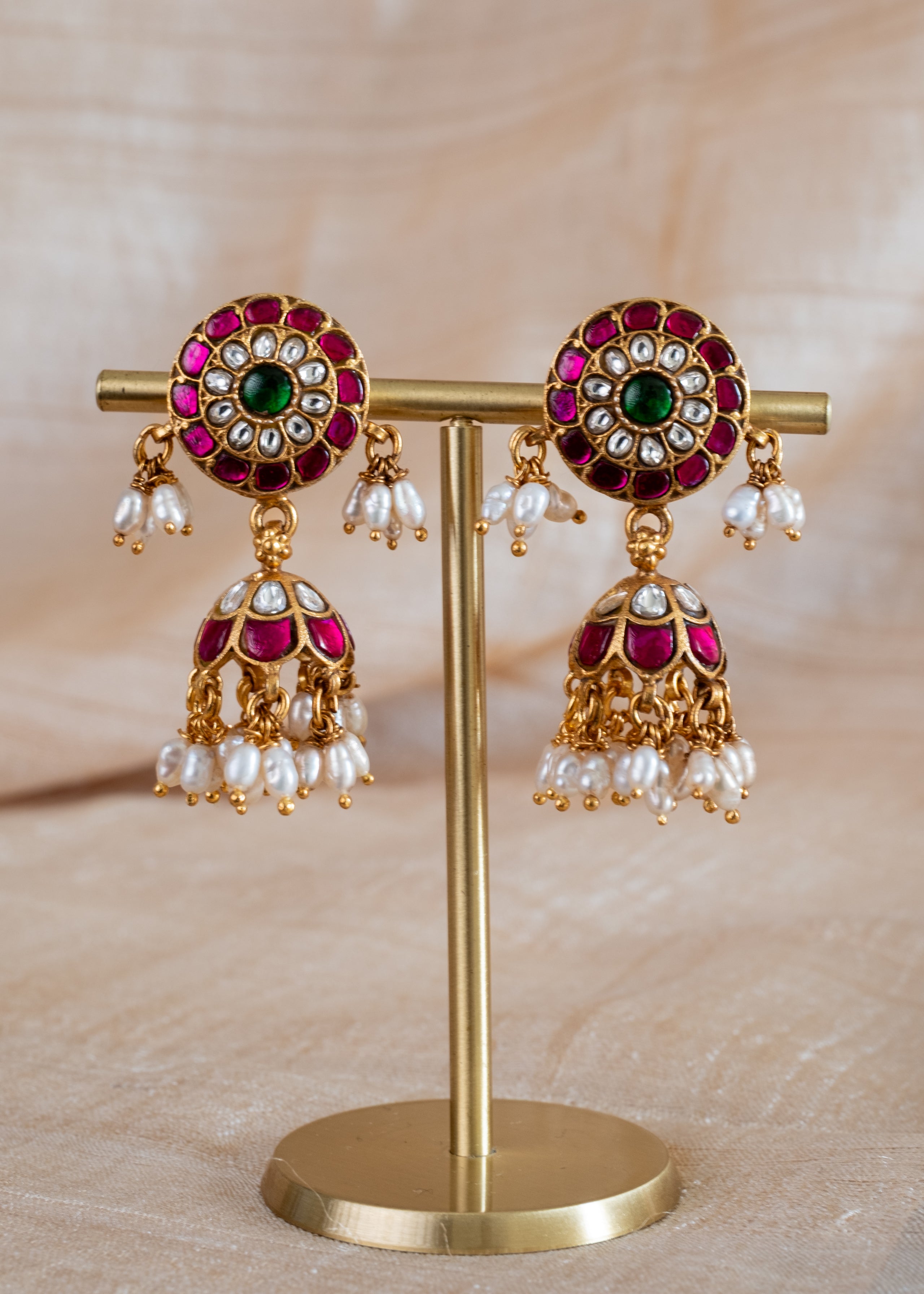 Ziva Jhumkas - gold plated 925 sterling silver jhumka earrings by The Loving Good