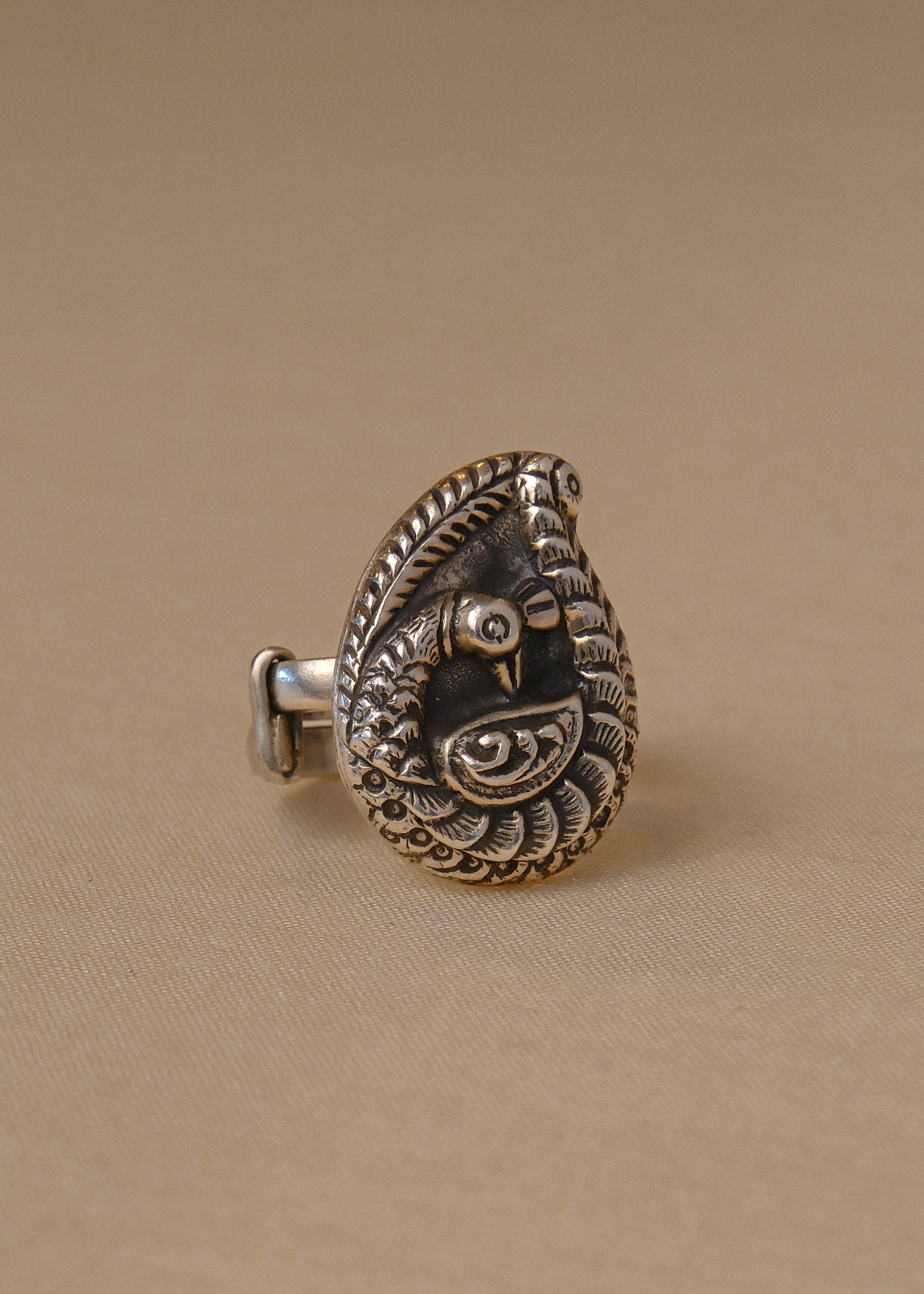 Pakshi Ring - handcrafted 925 sterling silver teardrop bird motif ring by The Loving Good