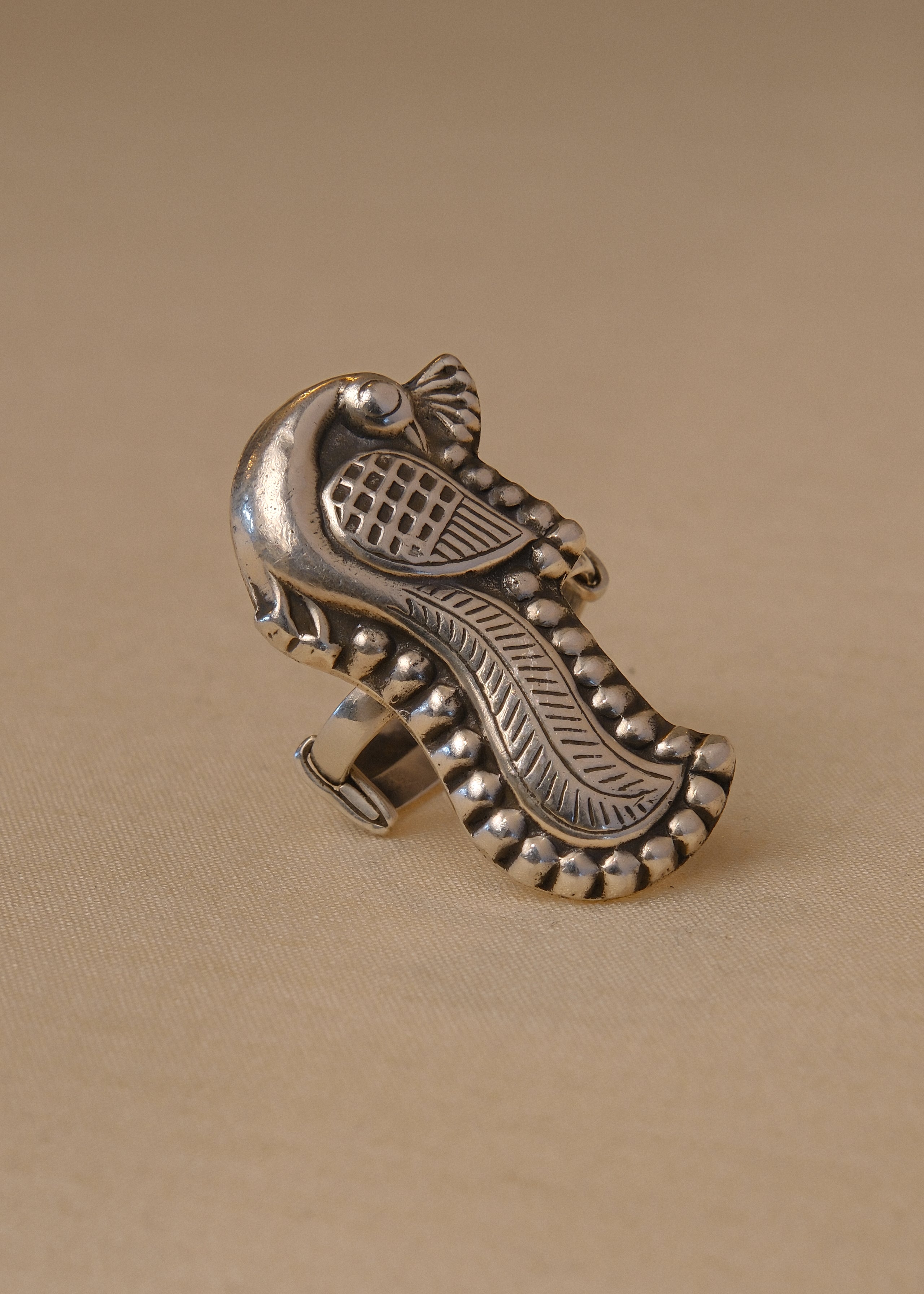 Mayura Ring - handcrafted 925 sterling silver peacock ring by The Loving Good