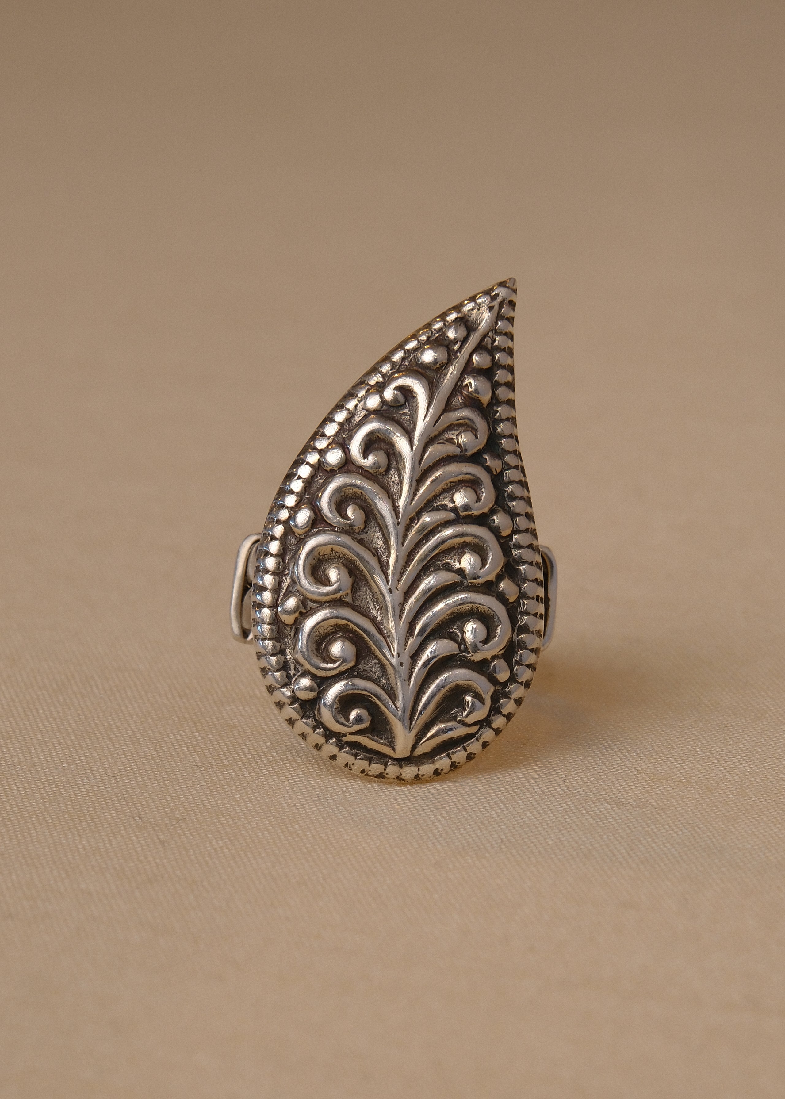 Patra Ring - handcrafted 925 sterling silver leaf motif ring by The Loving Good