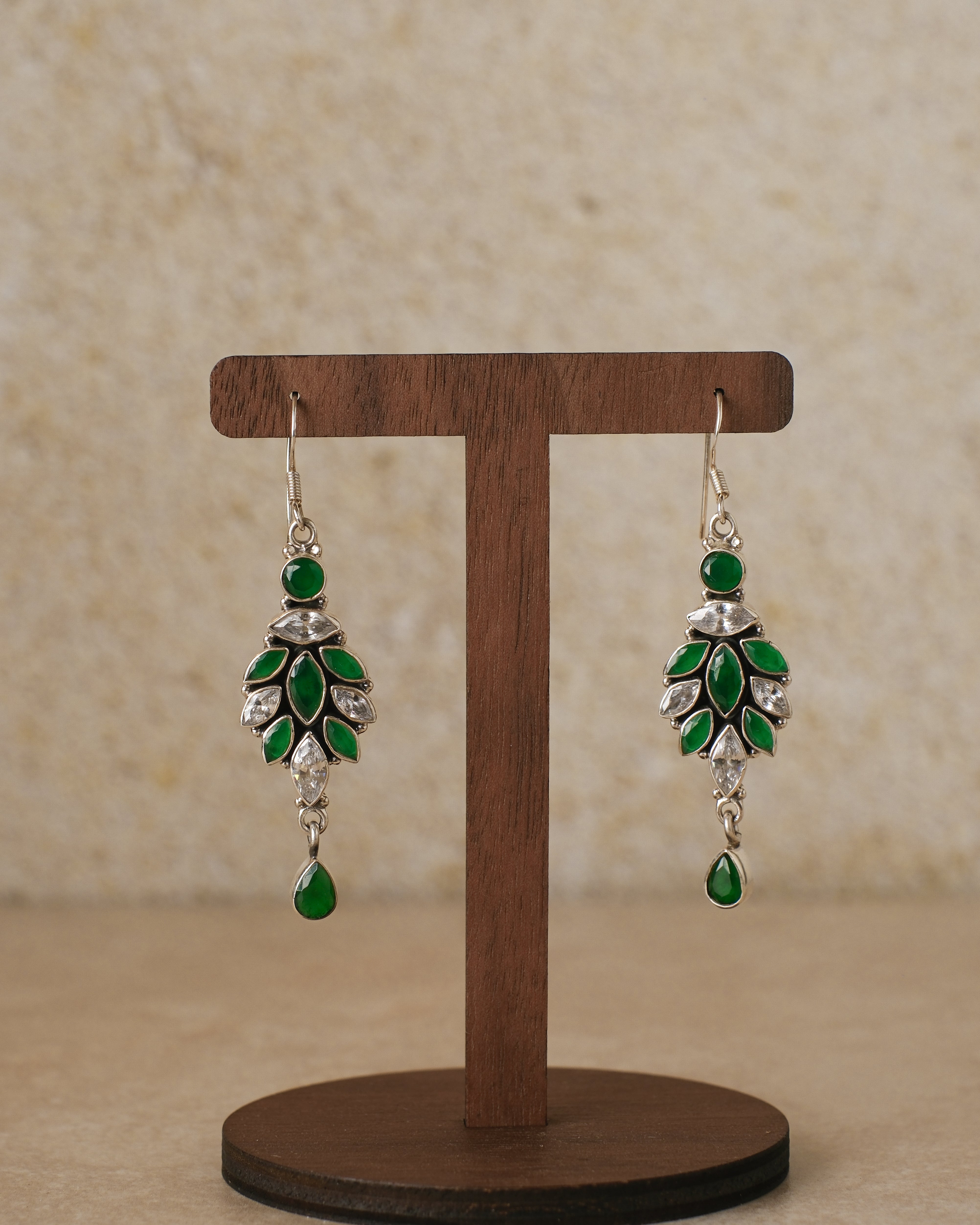 Emerald Leaf Drop Earrings