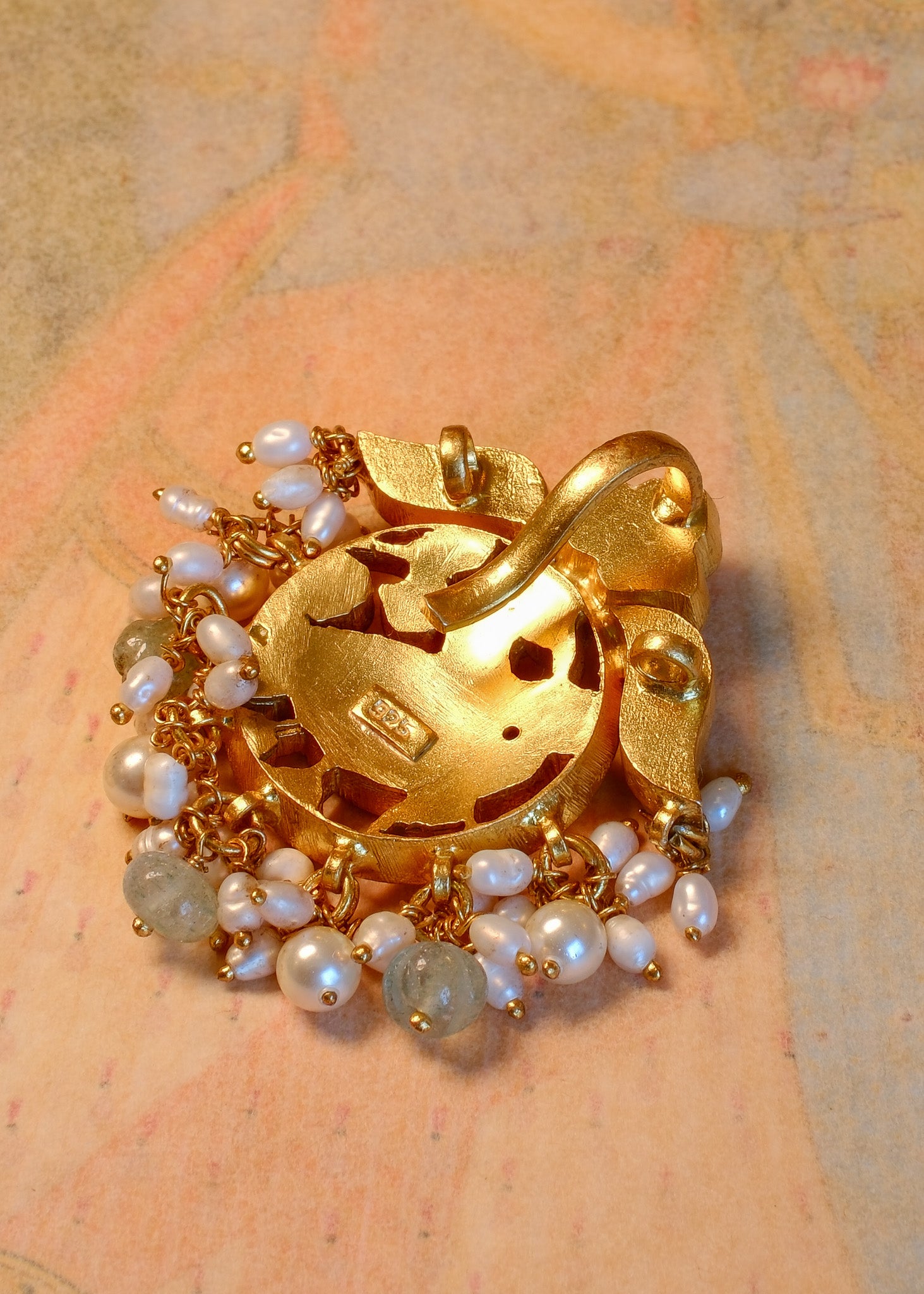 Raga Pendant - gold plated 925 sterling silver temple pendant - detail view by The Loving Good