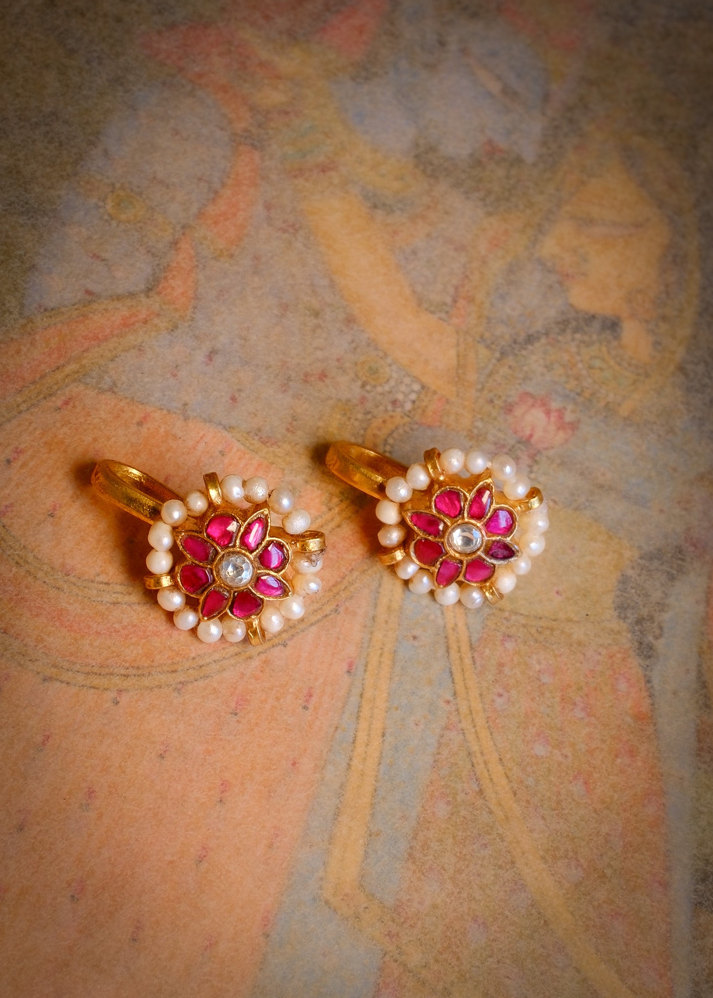 Kanaka Ear Cuff - gold plated 925 sterling silver floral ear cuff - detail view by The Loving Good